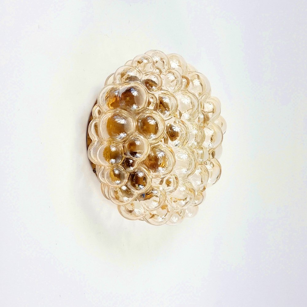 Mid-Century Amber Bubble Glass Flush Mount/Ceiling Light attributed to Helena Tynell for Limburg, Germany, 1960s