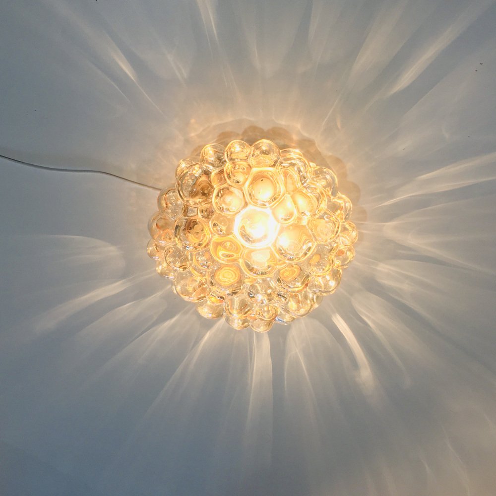 Mid-Century Amber Bubble Glass Flush Mount/Ceiling Light attributed to Helena Tynell for Limburg, Germany, 1960s