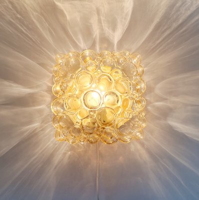 Mid-Century Amber Bubble Glass Wall Light attributed to Helena Tynell for Limburg, Germany, 1970s-BMM-2022752