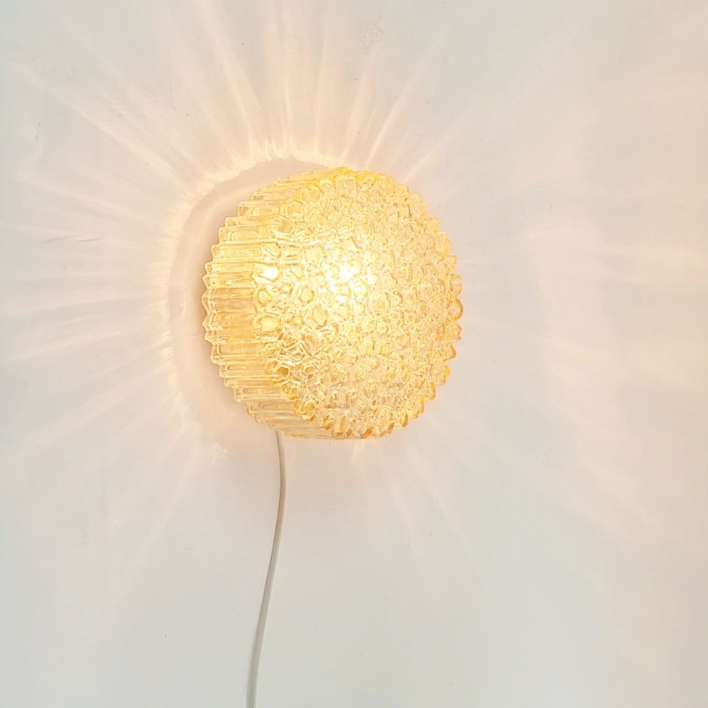 Mid-Century Amber Bubble Glass Wall Light by Helena Tynell for Limburg, 1970s