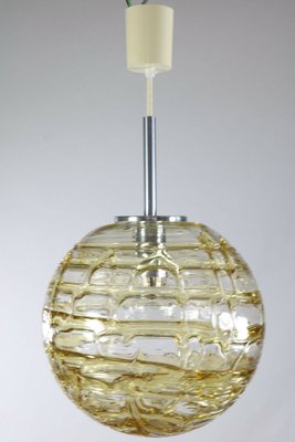 Mid-Century Amber & Clear Glass Ball Pendant Lamp from Doria Leuchten, 1960s-FUP-694356