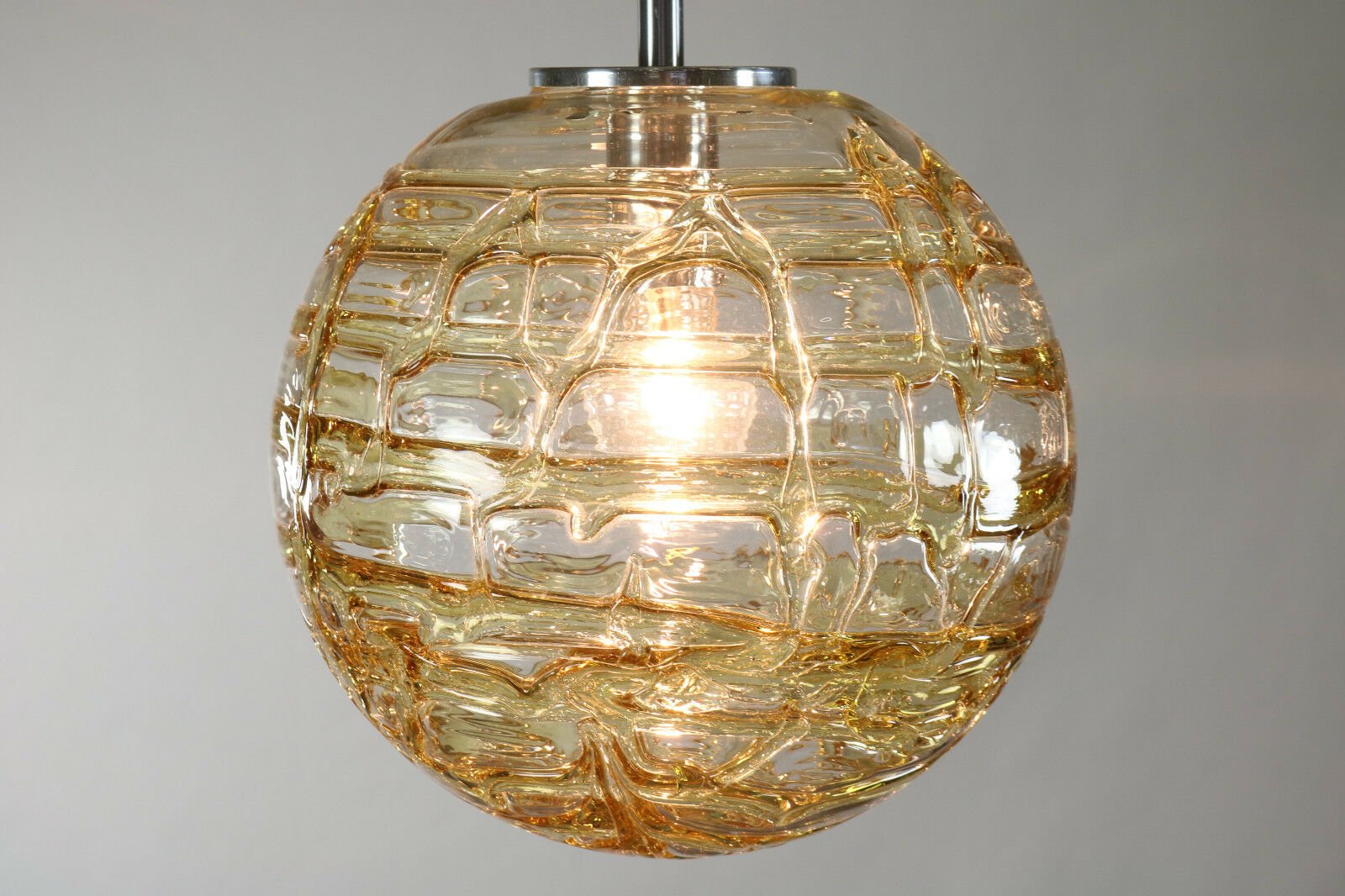 Mid-Century Amber & Clear Glass Ball Pendant Lamp from Doria Leuchten, 1960s