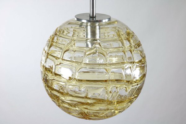 Mid-Century Amber & Clear Glass Ball Pendant Lamp from Doria Leuchten, 1960s-FUP-694356