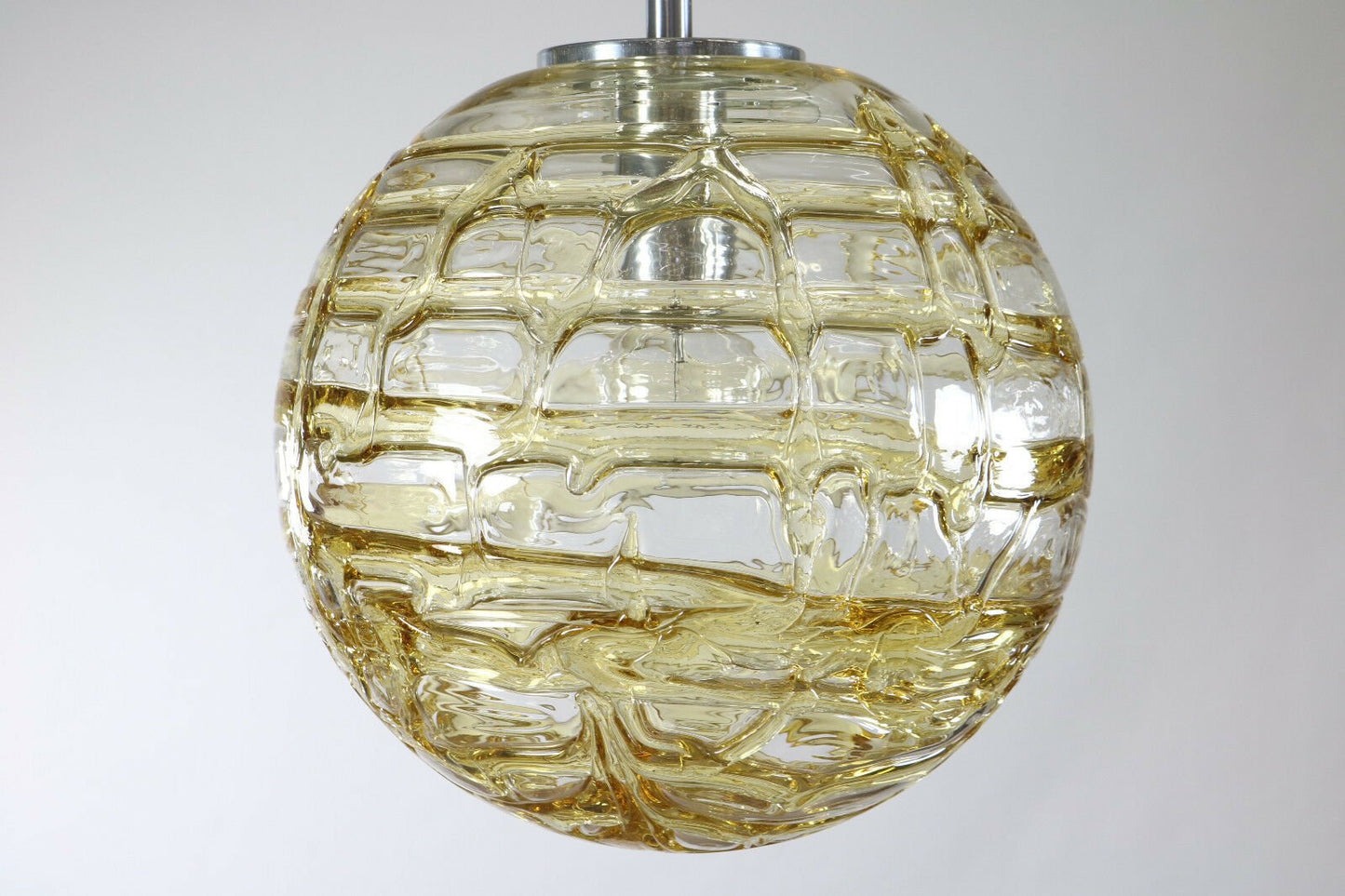 Mid-Century Amber & Clear Glass Ball Pendant Lamp from Doria Leuchten, 1960s