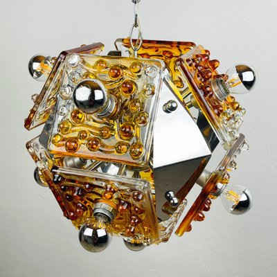 Mid-Century Amber Murano Chandelier from AV Mazzega, Italy, 1970s-WQC-1780786