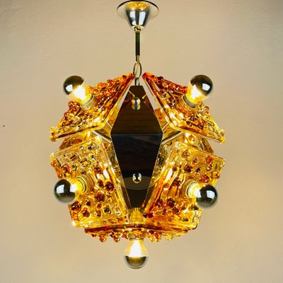 Mid-Century Amber Murano Chandelier from AV Mazzega, Italy, 1970s-WQC-1780786