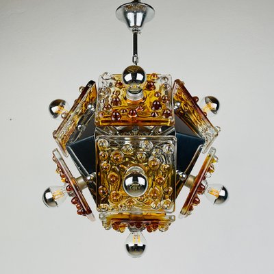 Mid-Century Amber Murano Chandelier from AV Mazzega, Italy, 1970s-WQC-1780786