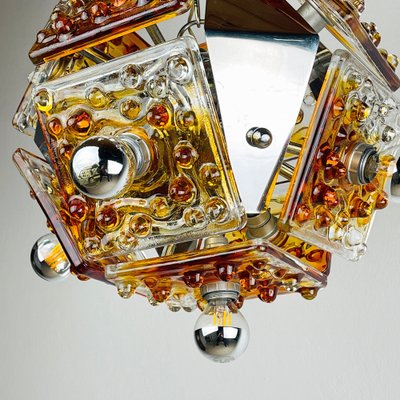 Mid-Century Amber Murano Chandelier from AV Mazzega, Italy, 1970s-WQC-1780786