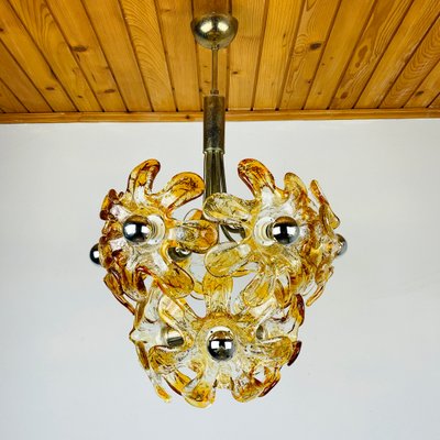 Mid-Century Amber Murano Chandelier from Mazzega, Italy, 1970s-WQC-1422603