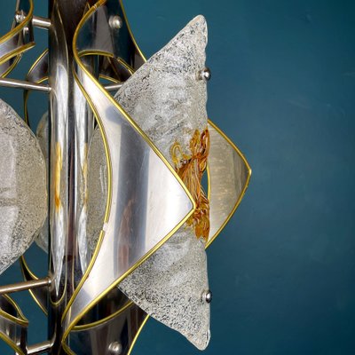 Mid-Century Amber Murano Chrome Chandelier by Toni Zuccheri for Mazzega, Italy, 1970s-WQC-1138939