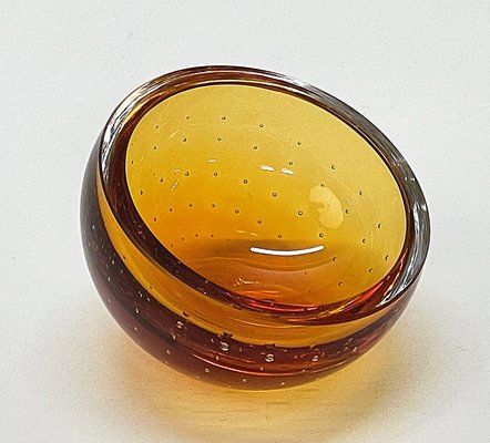 Mid-Century Amber Murano Glass Bullicante Decorative Bowl by Vinicio Vianello, 1960s-JDR-1141277