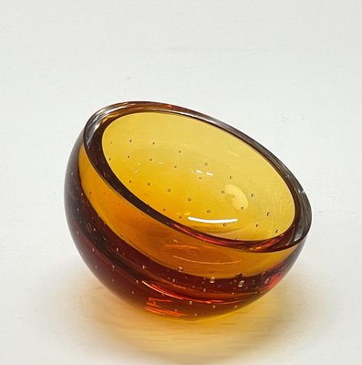 Mid-Century Amber Murano Glass Bullicante Decorative Bowl by Vinicio Vianello, 1960s-JDR-1141277