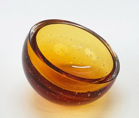 Mid-Century Amber Murano Glass Bullicante Decorative Bowl by Vinicio Vianello, 1960s-JDR-1141277