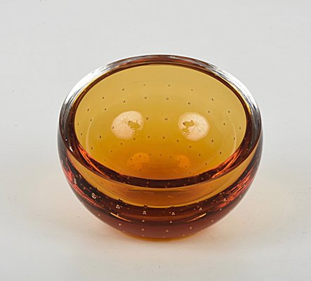 Mid-Century Amber Murano Glass Bullicante Decorative Bowl by Vinicio Vianello, 1960s-JDR-1141277