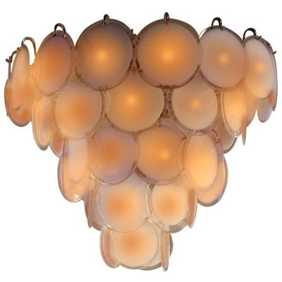 Mid-Century Amber Murano Glass Discs Italian Chandelier, 1970s-MBH-1031673