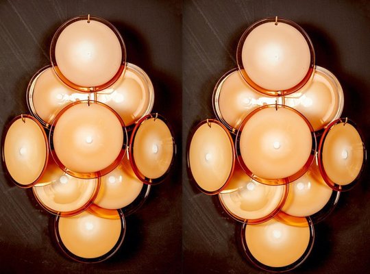 Mid-Century Amber Murano Glass Discs Italian Chandelier, 1970s-MBH-1031673