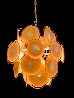 Mid-Century Amber Murano Glass Discs Italian Chandelier, 1970s-MBH-1031673