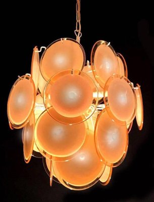 Mid-Century Amber Murano Glass Discs Italian Chandelier, 1970s-MBH-1031673