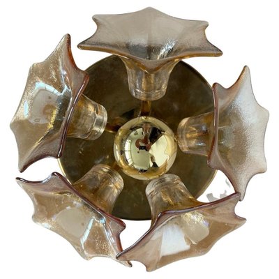 Mid-Century Amber Murano Glass Sputnik Flower Ceiling from Sische, 1960s-TZ-1362437