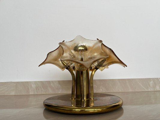 Mid-Century Amber Murano Glass Sputnik Flower Ceiling from Sische, 1960s-TZ-1362437