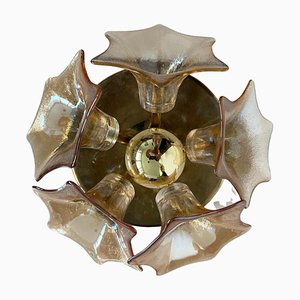 Mid-Century Amber Murano Glass Sputnik Flower Ceiling from Sische, 1960s-TZ-1362437