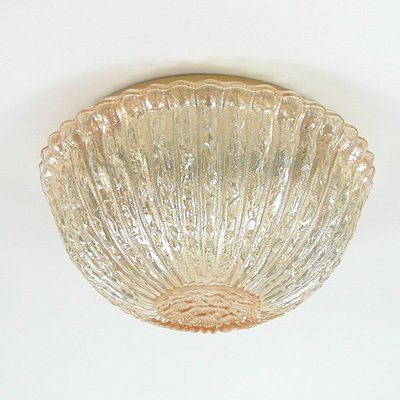 Mid-Century Amber Murano Textured Flush Mount from Limburg, Germany, 1960s-OE-1290408