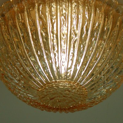 Mid-Century Amber Murano Textured Flush Mount from Limburg, Germany, 1960s-OE-1290408