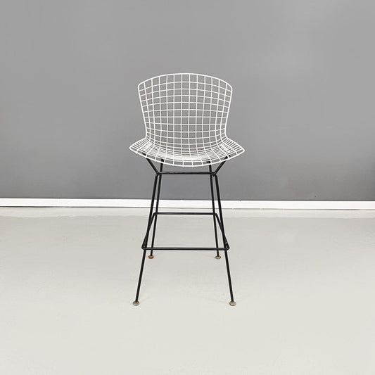 Mid-Century American Black & White Metal High Stools attributed to Bertoia for Knoll, 1960s, Set of 4