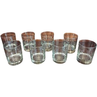 Mid-Century American Crystal and Silver Whiskey Glasses by Georges Briard, Set of 8-TCS-2041765