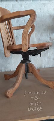 Mid-Century American Office Chair in Oak with Cast Iron Base-JG-1742193