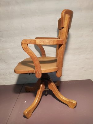 Mid-Century American Office Chair in Oak with Cast Iron Base-JG-1742193