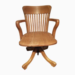 Mid-Century American Office Chair in Oak with Cast Iron Base-JG-1742193