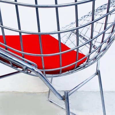 Mid-Century American Red Upholstery and Steel Diamond Armchair by Bertoia for Knoll, 1970-GDD-1116552