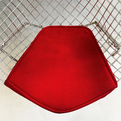 Mid-Century American Red Upholstery and Steel Diamond Armchairs by Bertoia for Knoll, 1970, Set of 4-GDD-1116555