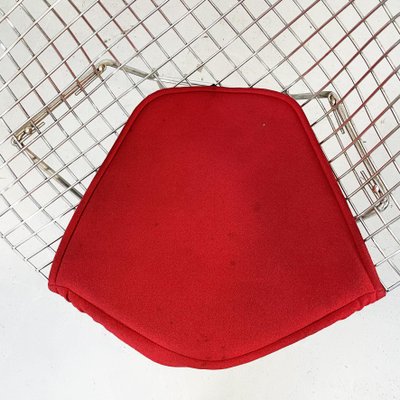 Mid-Century American Red Upholstery and Steel Diamond Armchairs by Bertoia for Knoll, 1970, Set of 4-GDD-1116555