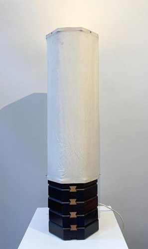 Mid-Century Antares Table Lamp in Wood and Fabric attributed to Ico Parisi, 1950s