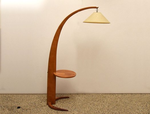 Mid-Century Arc Floor Lamp in Wood, 1950s-HS-1785377