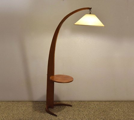 Mid-Century Arc Floor Lamp in Wood, 1950s-HS-1785377