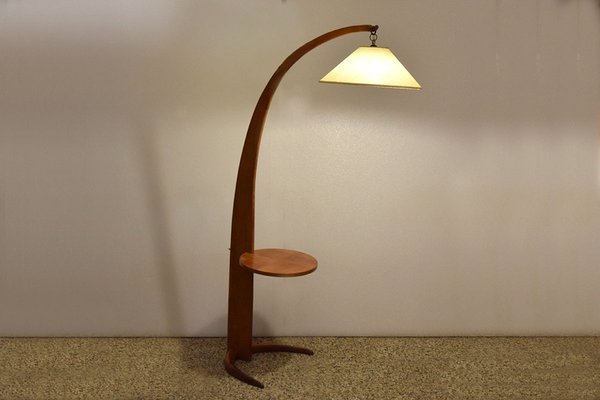 Mid-Century Arc Floor Lamp in Wood, 1950s-HS-1785377