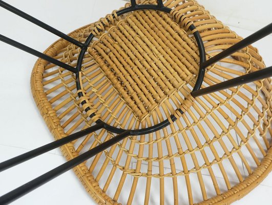 Mid-Century Armchair in Bamboo Wicker with Hairpin Legs, 1960s-FH-1729638