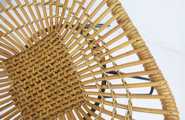 Mid-Century Armchair in Bamboo Wicker with Hairpin Legs, 1960s-FH-1729638