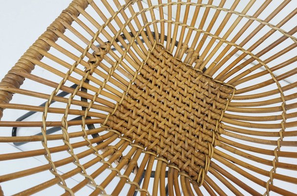 Mid-Century Armchair in Bamboo Wicker with Hairpin Legs, 1960s-FH-1729636