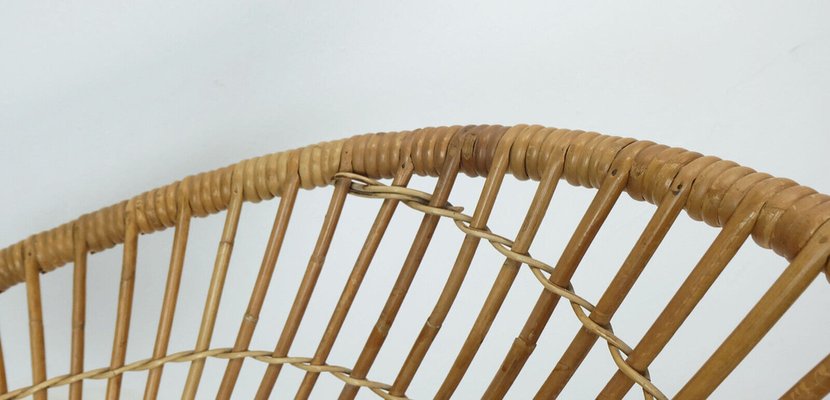 Mid-Century Armchair in Bamboo Wicker with Hairpin Legs, 1960s-FH-1729636