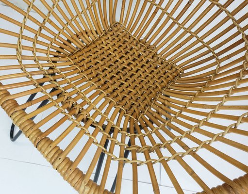 Mid-Century Armchair in Bamboo Wicker with Hairpin Legs, 1960s-FH-1729638