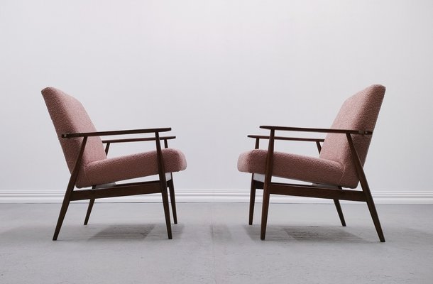 Mid-Century Armchair in Dusty Pink Bouclé by Henryk Lis, 1960s-MTQ-1799564