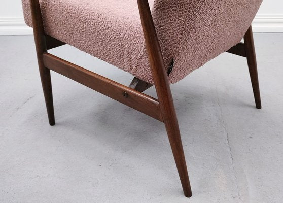 Mid-Century Armchair in Dusty Pink Bouclé by Henryk Lis, 1960s-MTQ-1799564