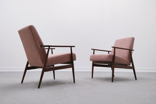 Mid-Century Armchair in Dusty Pink Bouclé by Henryk Lis, 1960s-MTQ-1799564