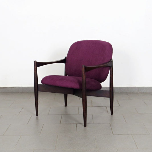 Mid-Century Armchair in Fabric and Oak