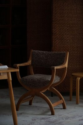 Mid-Century Armchair in Oak & Lambswool Model Kurul attributed to Henning Kjærnulf, 1960s-MXF-1758627