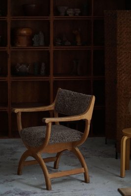 Mid-Century Armchair in Oak & Lambswool Model Kurul attributed to Henning Kjærnulf, 1960s-MXF-1758627